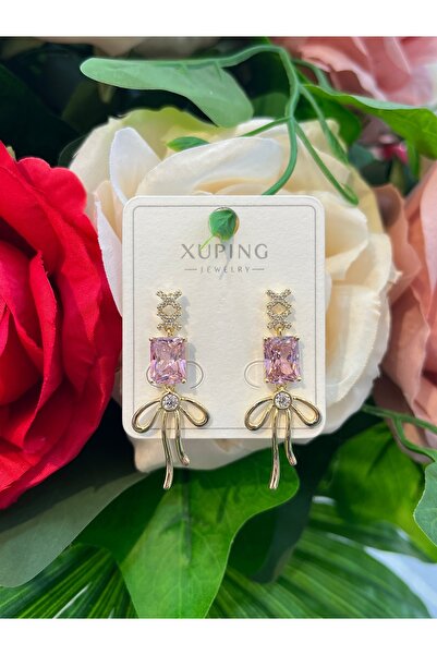 LUMI TAKI-SAAT Xpng Steel Gold Color Zircon Stone Dangle Earrings