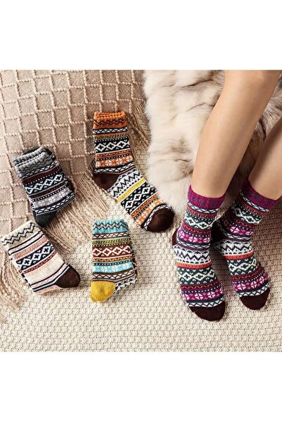 Arabest 5 أزواج من الجوارب الصوفية النسائية، جوارب ناعمة للمشي في الشتاء للدف...