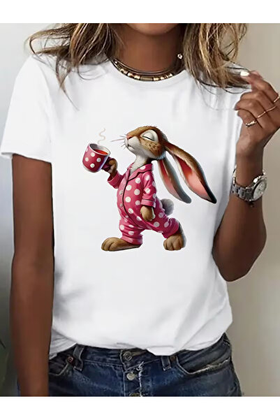 LİNA06 Plus Size, Women's T-Shirt with Letter Print Plus Size Crew Neck