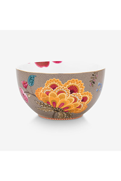 Pip Studio Fantasy Blooming Tales Khaki Porcelain Serving Bowl 18 cm