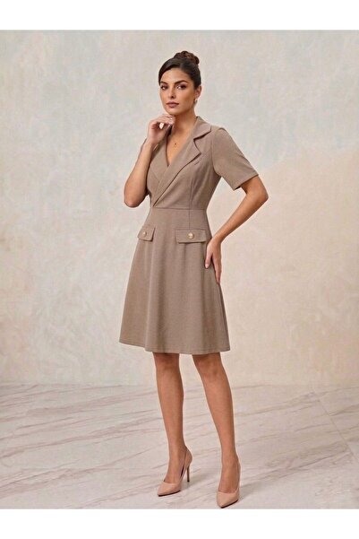 CİXAPLE Half Sleeve Flared Dress