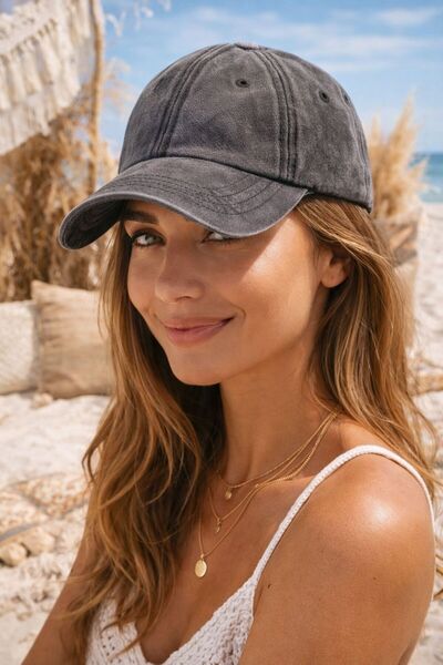 HAZAL KAYA ATELIER Black Vintage Vintage Adjustable Cap Women's Hat