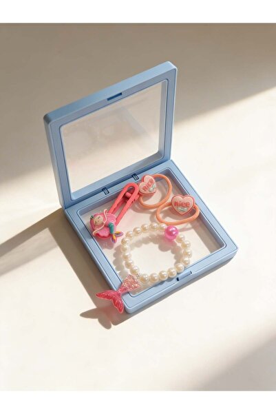 Katia&Bony Girl's 4-piece mermaid hair clip set in blue plastic box