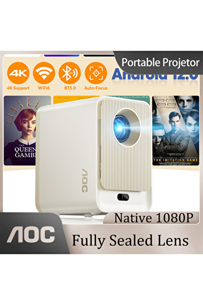 Aoc جهاز عرض صغير HD مغلق بإحكام 9000L مع تركيز تلقائي 1080P 4K شاشة 250 بوصة...