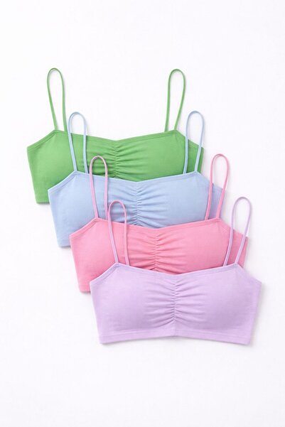 Machetta Women's Drawstring Strap 4-Piece Set Super Crop Blouse