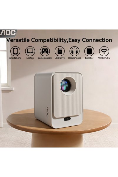 Aoc Dustproof Sealed Mini Projector 9000L HighBright 1080P 4K AutoFocus 250"