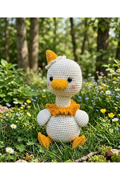EFELA DÜNYASI Amigurumi Örgü Ördek Oyuncak - El Yapımı Şapkalı Ve Yakalı Figü...
