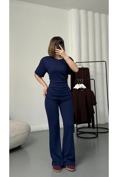 nona butik Σετ Sona Kuşağı Modal - Σκούρο Μπλε