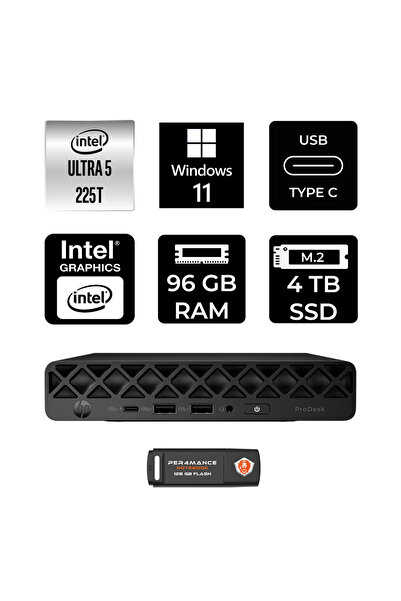 HP EliteDesk 8 Mini G1i AI Intel Core Ultra 5 225 96GB 4TB SSD W11P Mini Masaüstü Bilgisayar