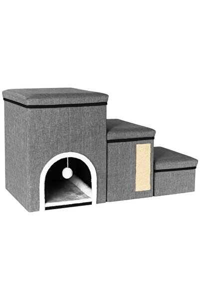 OEM Ansamblu de zgariat pentru pisici 3in1 cu trepte, casuta si panou sisal, ...