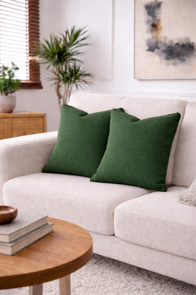 GOCCIA HOME 2'li Keten Görünümlü Kırlent Kılıfı Fermuarlı Modern Dekoratif Ya...