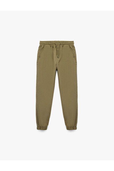 Koton Pamuklu Beli Bağcıklı Cepli Jogger Gabardin Pantolon