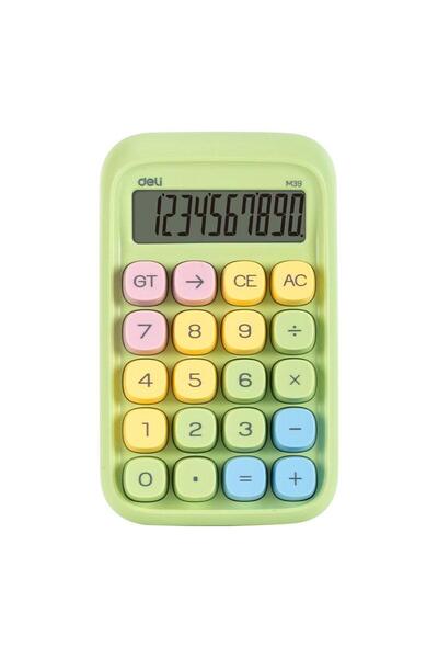 Deli Office Calculator 10 DIG multicolor keys - green