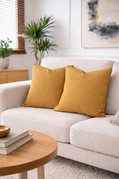 GOCCIA HOME Σετ 2 καλύμματα μαξιλαριών με λινό εμφάνιση, απλό και κομψό σχέδι...