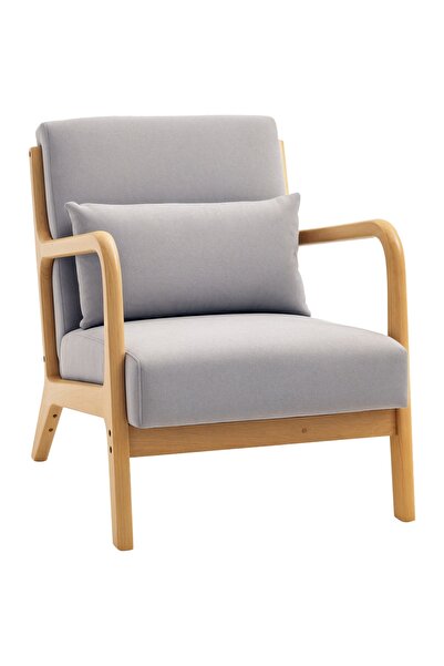 OEM Fotoliu lounge Re-Bloom, lemn masiv/poliester, gri, 61 x 78 x 76 cm