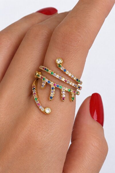 TAKIŞTIR Mixed Color Stone Adjustable Ring