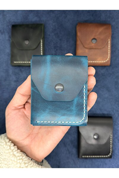 Türker DERİ Handmade Genuine Leather Wallet - Minimal Snap Fastener Card Hold...