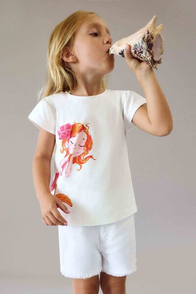 MAYORAL Girl's Basic Denim Shorts - White