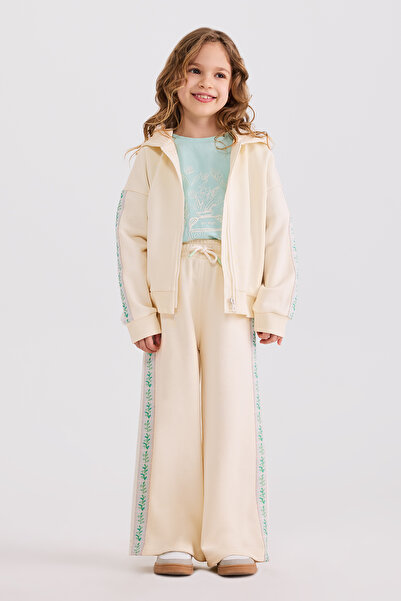 Panço Kız Çocuk Ekru 2'li Eşofman Takımı