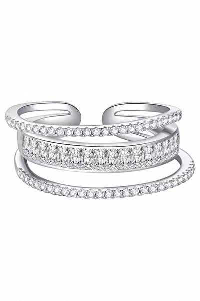 TAKIŞTIR Silver Color Stone Detailed Adjustable Ring