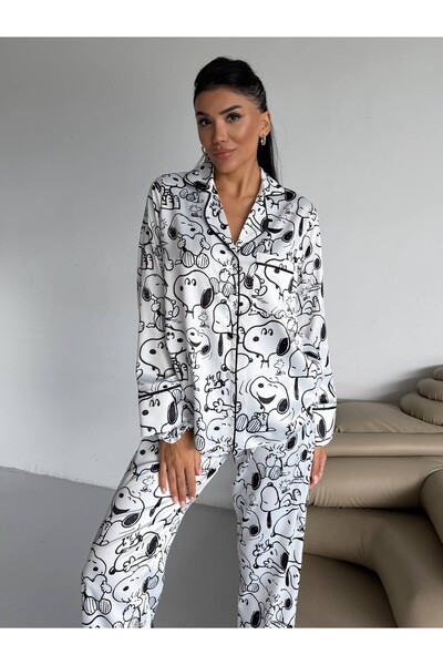 delis Women's two-piece pajama set, with buttons – 2600019, Snoopy model
