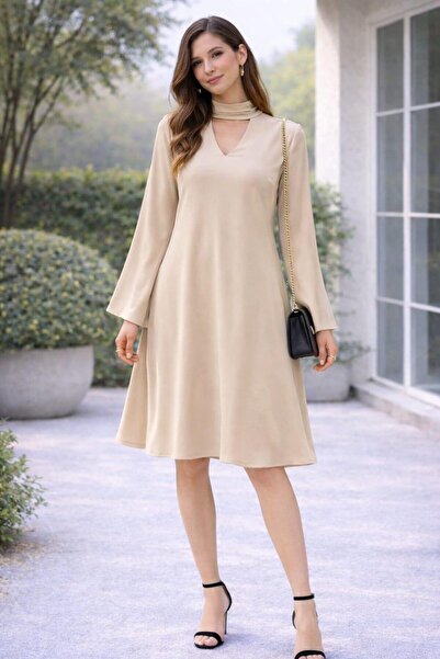 ALEXANDERGARDI Rochie cu decolteu în V, mâneci spaniole, guler și detaliu cu ...