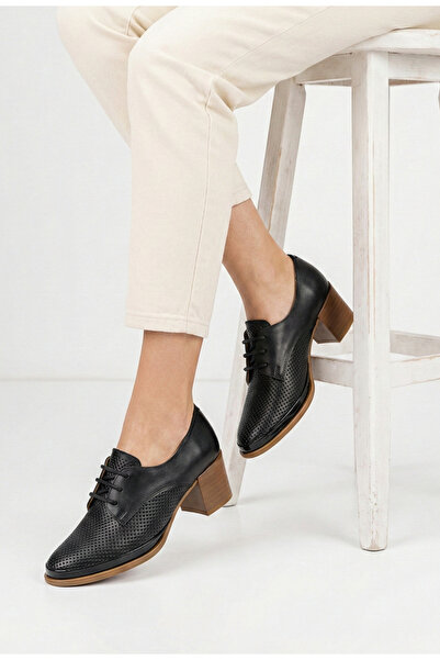 Dasha Pantofi dama negri din piele cu siret si toc