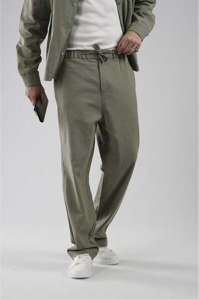 king brich Baggy Fit Cotton Linen Classic Trousers