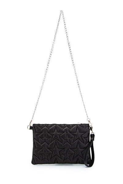 minebag Geantă de damă Star Stitched Clutch Star, negru argintiu