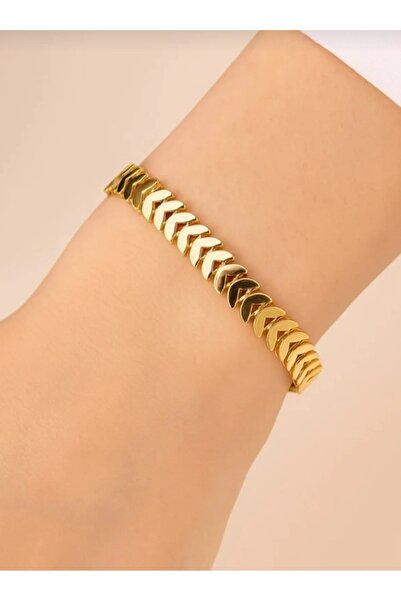stainless steell Gold Color Unisex Fishbone Steel Bracelet