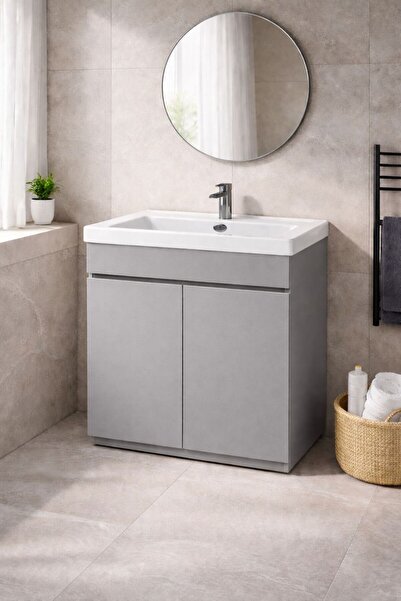 Radinavico 2-door washbasin cabinet, bathroom, aluminum, moisture-resistant, ...