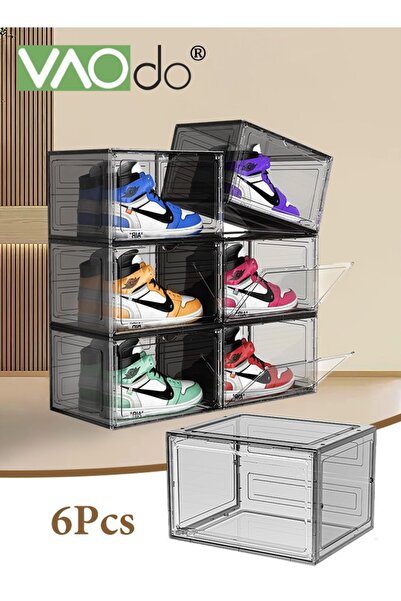 VAODO 6 Pack X-Large Clear Shoe Boxes Stackable Plastic Shoe Organizer,Thicke...