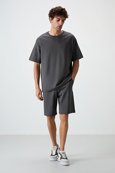 TOMMY LIFE Khaki Oversize Fit Basic Men's Shorts Set - 85292