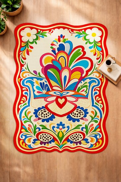 Rugs Modern Halı Covor decorativ modern cu talpă țesută în formă, cu tematică...