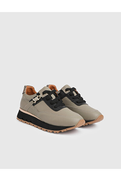 İLVİ Дамски спортни обувки Abbey от естествена кожа в цвят каки