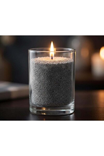 Mirfa رمل شمعي لؤلؤي مع 20 فتيلًا صديقًا للبيئة - رمادي - 1 كجم