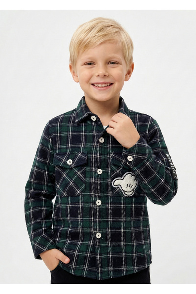 Doctor junior Момчешка зелена карирана дърварска риза