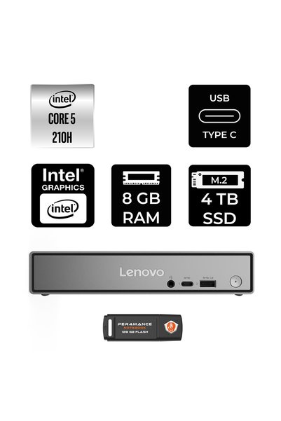 LENOVO ThinkCentre Neo 50q Gen 5 Intel Core 5 210H 8GB 4TB SSD FDOS Mini Masaüstü Bilgisayar