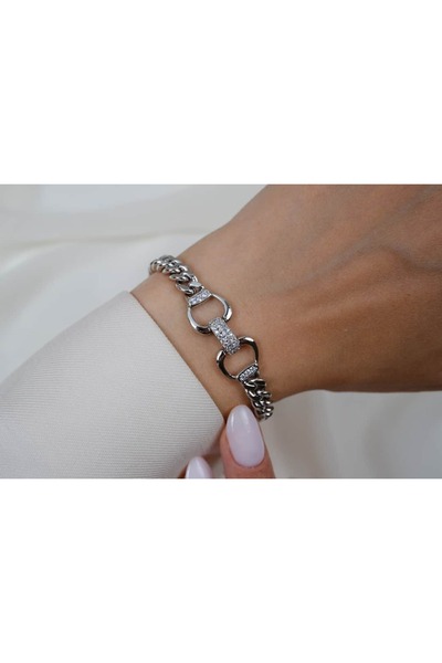 ATELİER TUĞBA Blk324 Oval Lock Form Chain Bracelet Silver (17 cm + 2 cm Exten...
