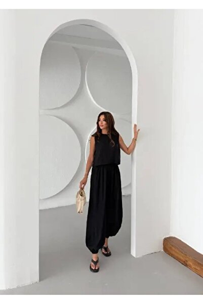 Cool & Sexy بلوزة بدون أكمام من قماش المودال مع بنطلون شالوار أسود