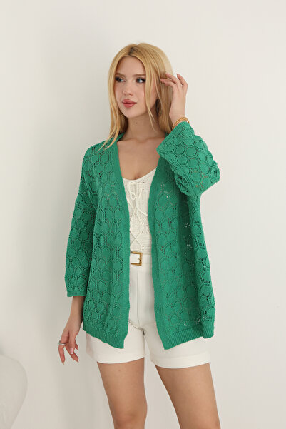 ALCHON كارديجان تريكو للربيع والصيف بياقة على شكل حرف V وأكمام نصف كابري ونمط...