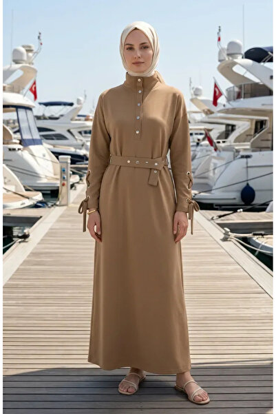 sefamerve Snap Detailed Belted Sports Dress 71183-04 Mustard