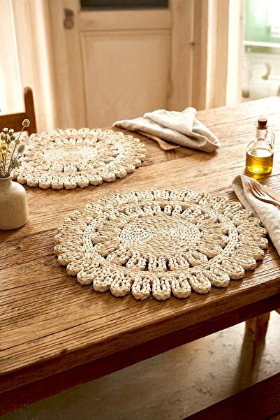 Kitchen Life Set of 2 Handmade Wicker Rustic American Serving Trays 38 cm - S...
