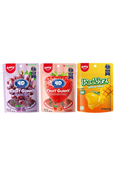 Amos Gluten-Free Jelly Pack for Kids – Mango, Strawberry & Grape 3x65g