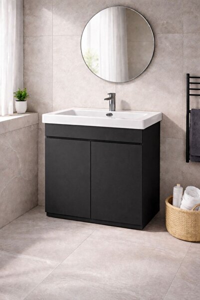 Radinavico 2-door washbasin cabinet, bathroom, aluminum, moisture-resistant, ...