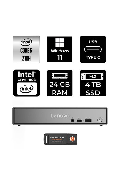 LENOVO ThinkCentre Neo 50q Gen 5 Intel Core 5 210H 24GB 4TB SSD W11H Mini Masaüstü Bilgisayar