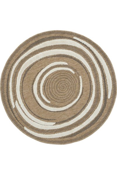 Turkrugs 678 Siyah Royalty Yuvarlak Jüt Halı – Kabartma Desenli Doğal Üstü Tü...