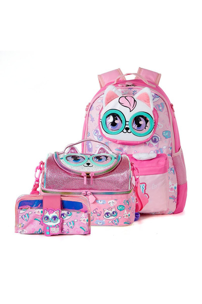 Hibobi Premium 3PCS Cute Cat Backpack Set for Girls with Lunch Bag and Pencil...