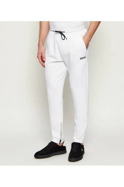 BOSS Men's Normal Waist Long Narrow Leg Pocket Detail Plain Model White Sweat...