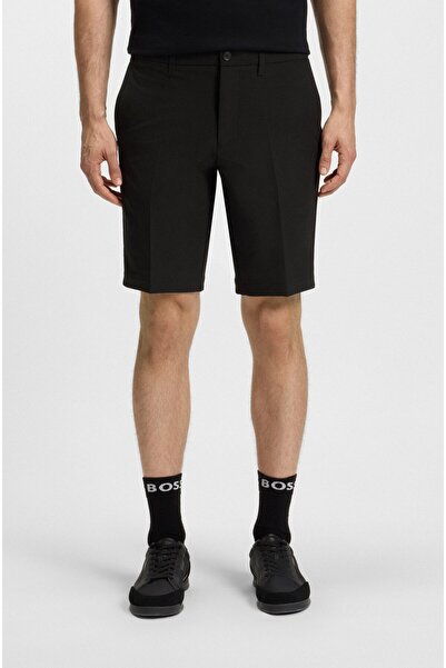 BOSS شورت أسود للرجال بقصة ضيقة ومقاوم للماء من قماش مرن 50540337-001